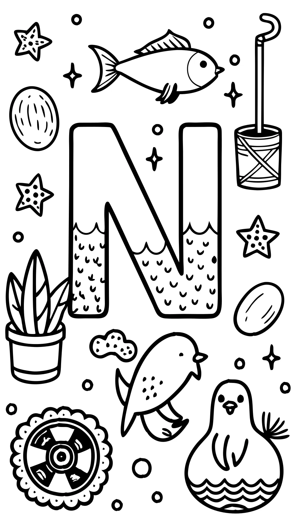 coloring pages for the letter n